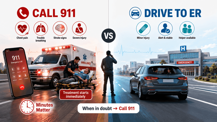 When to call 911 versus drive to the ER, the critical decision
