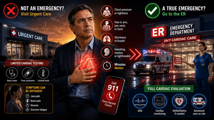 Chest pain, emergency room or urgent care, the life saving decision guide